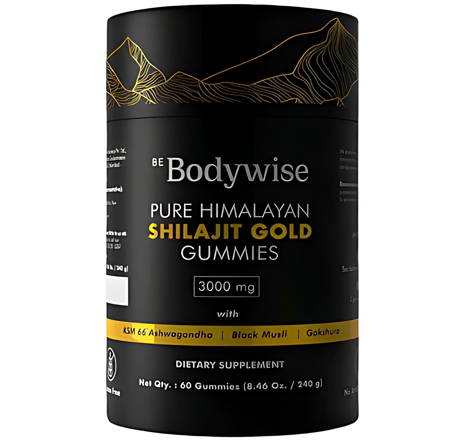 Be Bodywise Pure Himalayan Shilajit Gummies Gold I Lab Tested I No Added Sugar I Ashwagandha, Gokshura| Fulvic Acid & 85+ Trace Minerals I for Men, Women I Non-GMO I 100% Natural & Organic I 60 Gummy