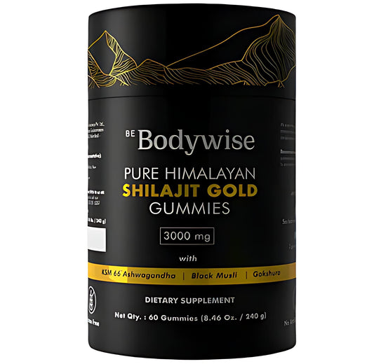 Be Bodywise Pure Himalayan Shilajit Gummies Gold I Lab Tested I No Added Sugar I Ashwagandha, Gokshura| Fulvic Acid & 85+ Trace Minerals I for Men, Women I Non-GMO I 100% Natural & Organic I 60 Gummy